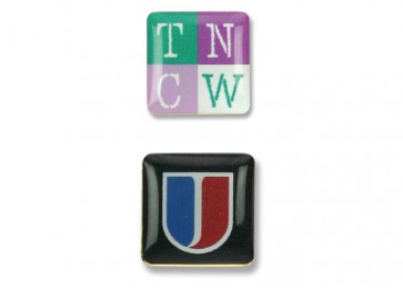 vierkante pinnetjes met logo