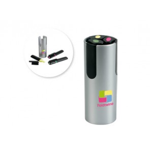 3 markeerstiften in houder